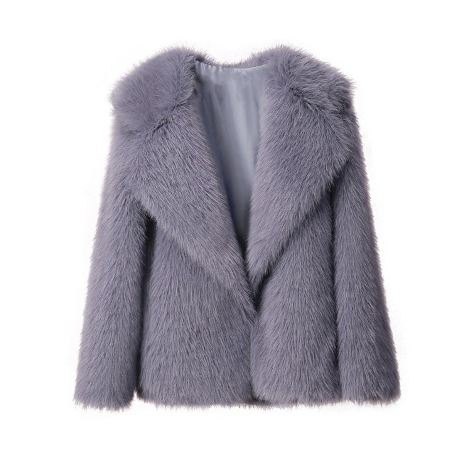 Short Faux Fur Jacket Turndown Collar Long Sleeve Fashion - Etsy