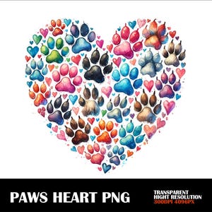 Paw Heart PNG Paw Love Png High Quality Sublimation Digital Download Dog Mom png Dog Colorful Paws Png Paw png Dog Lover Png
