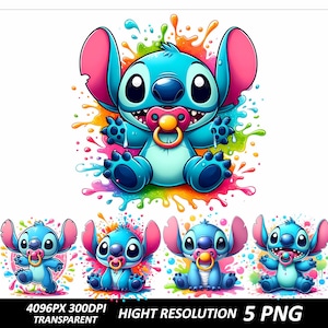 Stitch 5 Png Bundle Baby Stitch Png Design High Quality Sublimation Digital Download Stitch Clipart Shirt PNG Sublimation Baby Shower