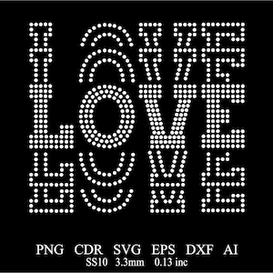 Rhinestone Love Template Rhinestone SS10 Love Template Svg Png Eps Ai Cdr Files Rhinestone Valentine&#39;s Day Design Download File