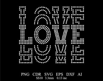 Rhinestone Love Template Rhinestone SS10 Love Template Svg Png Eps Ai Cdr Files Rhinestone Valentine's Day Design Download File