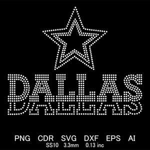 Modèle Dallas strass Svg Design Dallas strass SS10 Png Eps Dxf Cdr Ai Modèle Dallas football basket-ball strass Cricut Svg