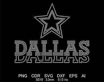Rhinestone Dallas Template Svg Rhinestone SS10 Dallas Design Png Eps Dxf Cdr Ai Rhinestone Dallas Football Basketball Template Cricut Svg