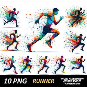 10 PNG Running Man Bundle Design Running Man High Quality Sublimation Runner Png T-Shirt Sublimation Design Runner Clipart Marathon Runner
