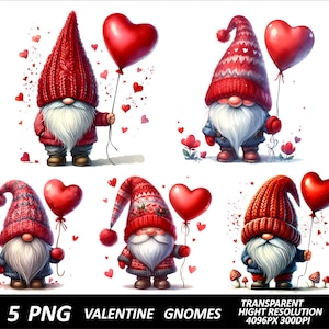 Gnome 5 PNG Clipart Valentinstag Bundle-Qualitäts-Auflösung Digitaler Download Gnome Liebe T-Shirt Design Gnome Herz Sublimation Png