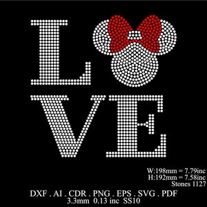 Plantilla de amor con diamantes de imitación Plantilla de Minnie con diamantes de imitación Archivos Svg Png Eps Plantilla de diseño de amor con diamantes de imitación Descarga de archivos Cricut