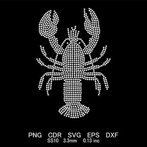 Rhinestone Lobster Template Svg Png File Rhinestone Lobster Design Rhinestone Lobster ss10 Design Rhinestone Sea Creature Template