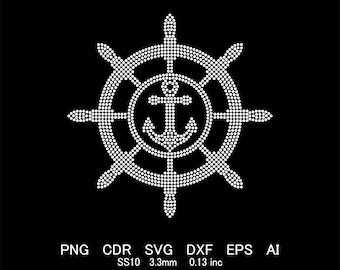 Rhinestone Ship Anchor Template Rhinestone Ship Anchor Design Svg Png Dxf File Rhinestone Ship Anchor SS10 Template Rhinestone Shirt Design