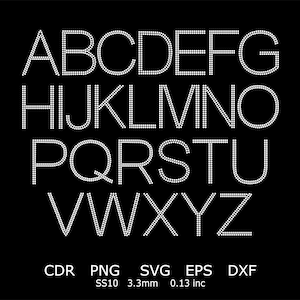 Rhinestone Font Template Rhinestone SS10 Alphabet Design Svg Png Cdr Dxf Files Rhinestone Big Font Template Download File svg eps
