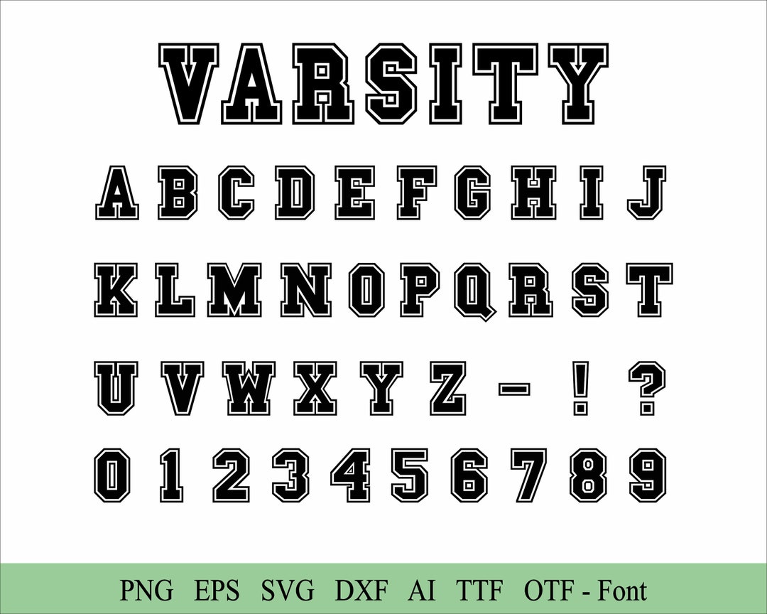 Varsity Font Svg Sports Font Svg Outline Font Svg Numbers Block Font ...