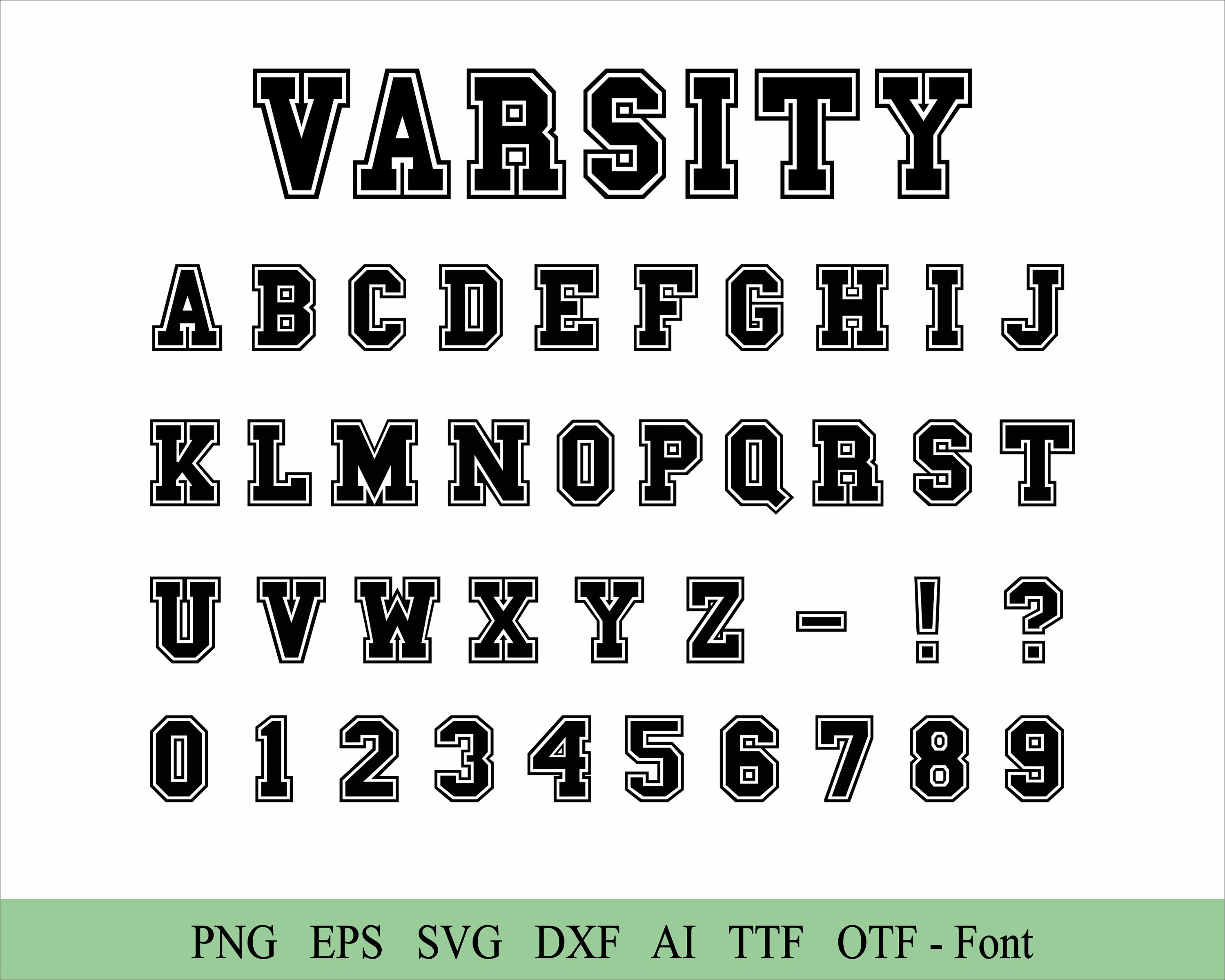 Varsity Font Svg Sports Font Svg Outline Font Svg Numbers Block Font ...