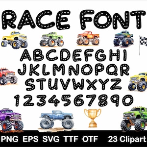 Rennspur Alphabet SVG Straßenbuchstaben Zahlen Rennzahlen Svg Png Rennschrift Alphabet Monstertruck Clipart Kindergeburtstag Buchstaben SVG