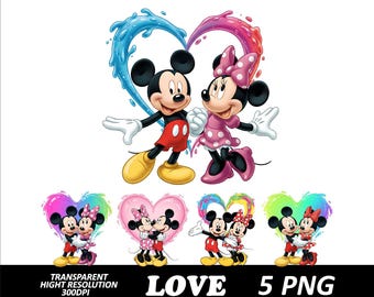 5 PNG Mickey y Minnie Corazón PNG Diseño Mickey y Minnie Clipart Descarga digital