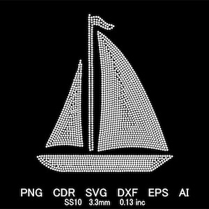 Rhinestone Sailboat Template SVG Rhinestone Sailboat Design Svg Png Dxf File Rhinestone Sailboat SS10 Template Rhinestone Shirt Design