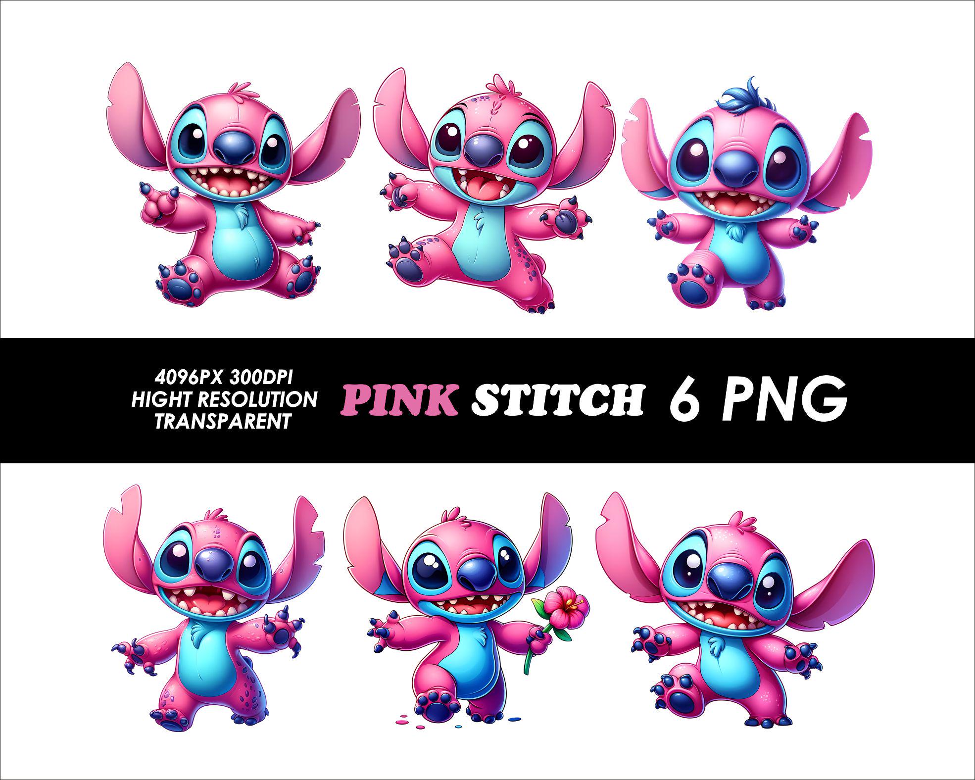 6 PNG Pink Stitch Design Cute Stitch Png High Quality Sublimation