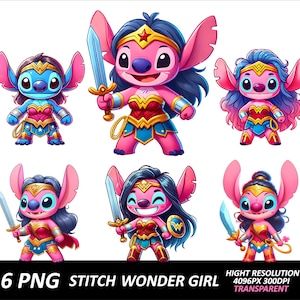 Angel Stitch 6 PNG Design Pink Stitch Png High Quality Sublimation Digital Download Wonder Girl Stitch Stitch Png Clipart