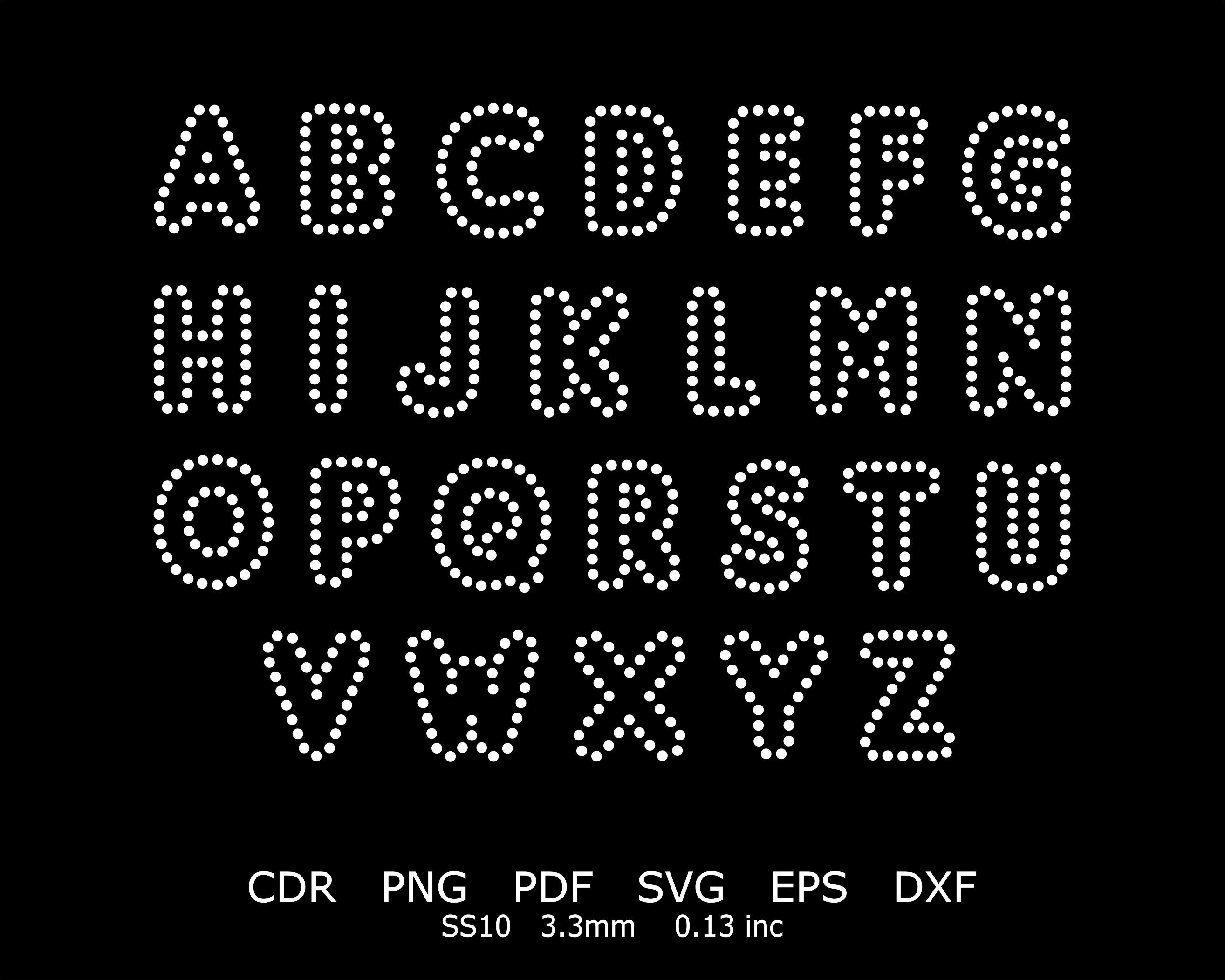 Rhinestone Alphabet Template SS10 Rhinestone Font Template Svg Cdr Dxf ...
