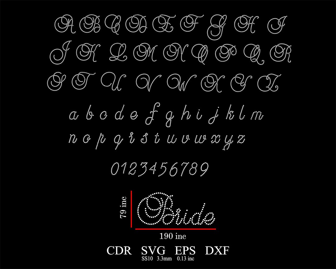 Rhinestone Alphabet Template SS10 Rhinestone Font Template Svg Cdr Dxf