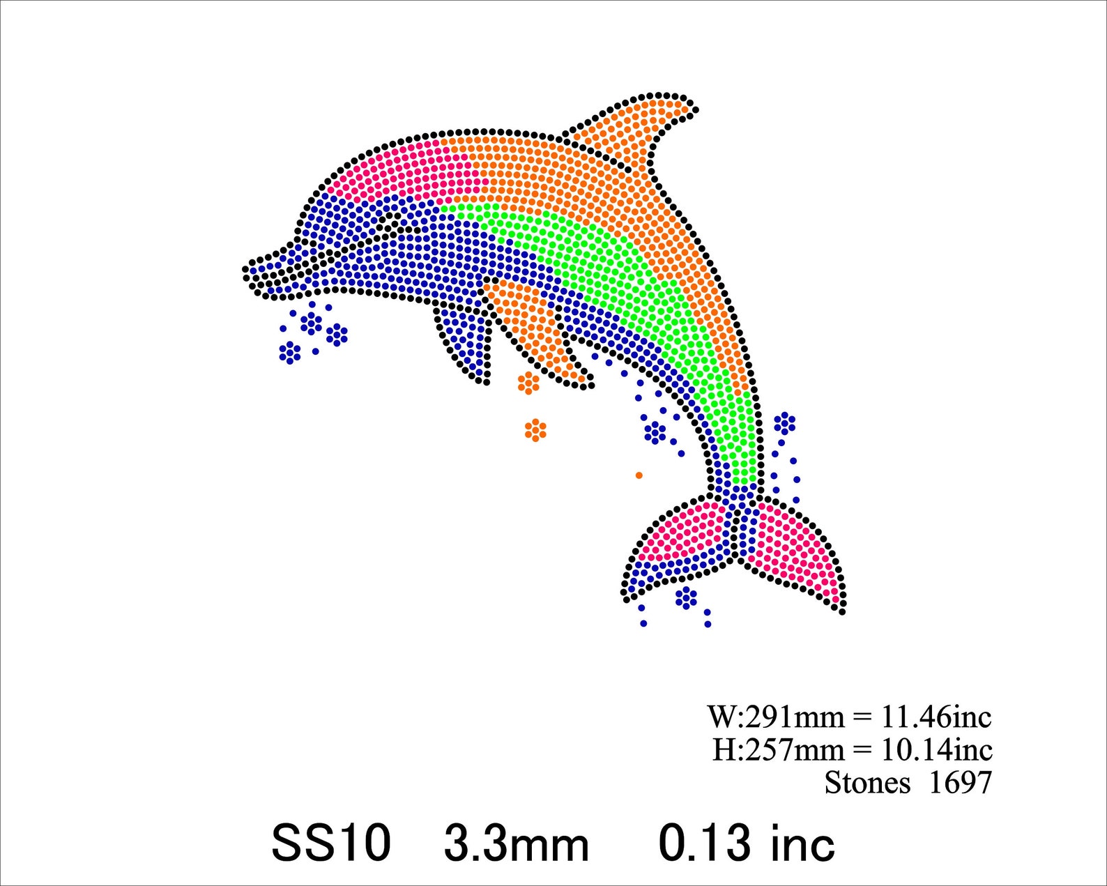 Ss10 Layout Rhinestone Dolphin Template Svg Png File Rhinestone Dolphin Design ...