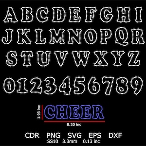 Rhinestone Font Template Rhinestone SS10 Alphabet Design Svg Png Files Rhinestone Letters Template Download File Rhinestone Font for Cricut