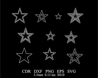 Rhinestone Star Template Rhinestone Star Design Svg Png Dxf  Files Rhinestone Star Bundle SS10 Template Rhinestone Design Star Svg