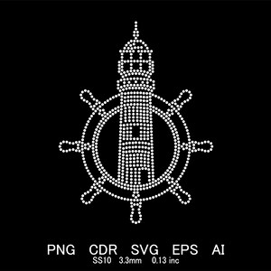 Rhinestone Lighthouse Template Svg Rhinestone Template Svg Png Files Rhinestone Ship Steering Svg Design Digital Download T-Shirt Design