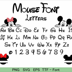 Polices de l'alphabet de la souris Svg Alphabet de la souris Lettres de la souris Svg vinyle découpé fichiers Svg Eps Png Ttf Otf police de dessin animé SVG
