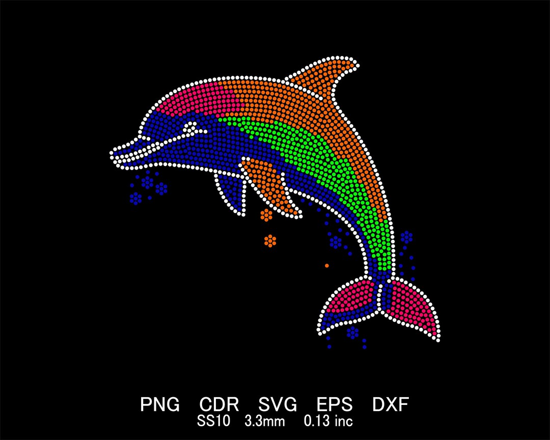 Rhinestone Dolphin Template Svg Png File Rhinestone Dolphin Design ...