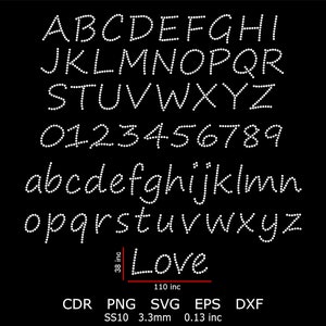 Rhinestone Font Template Svg Rhinestone Alphabet Design Png Eps Dxf SS10 Rhinestone Letters Template Rhinestone Font Design SVG