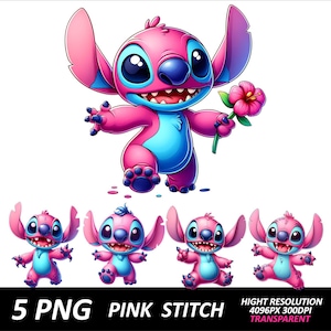 5 PNG Pink Stitch Design Angel Watercolor Stitch Png High Quality Sublimation Digital Download Stitch Pink Angel Stitch Instant Digital PNG