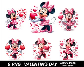 6 PNG Minnie Design High Quality Resolution Pink Minnie T-Shirt Design Sublimation Minnie Clipart Png Love Mouse Png Digital Download