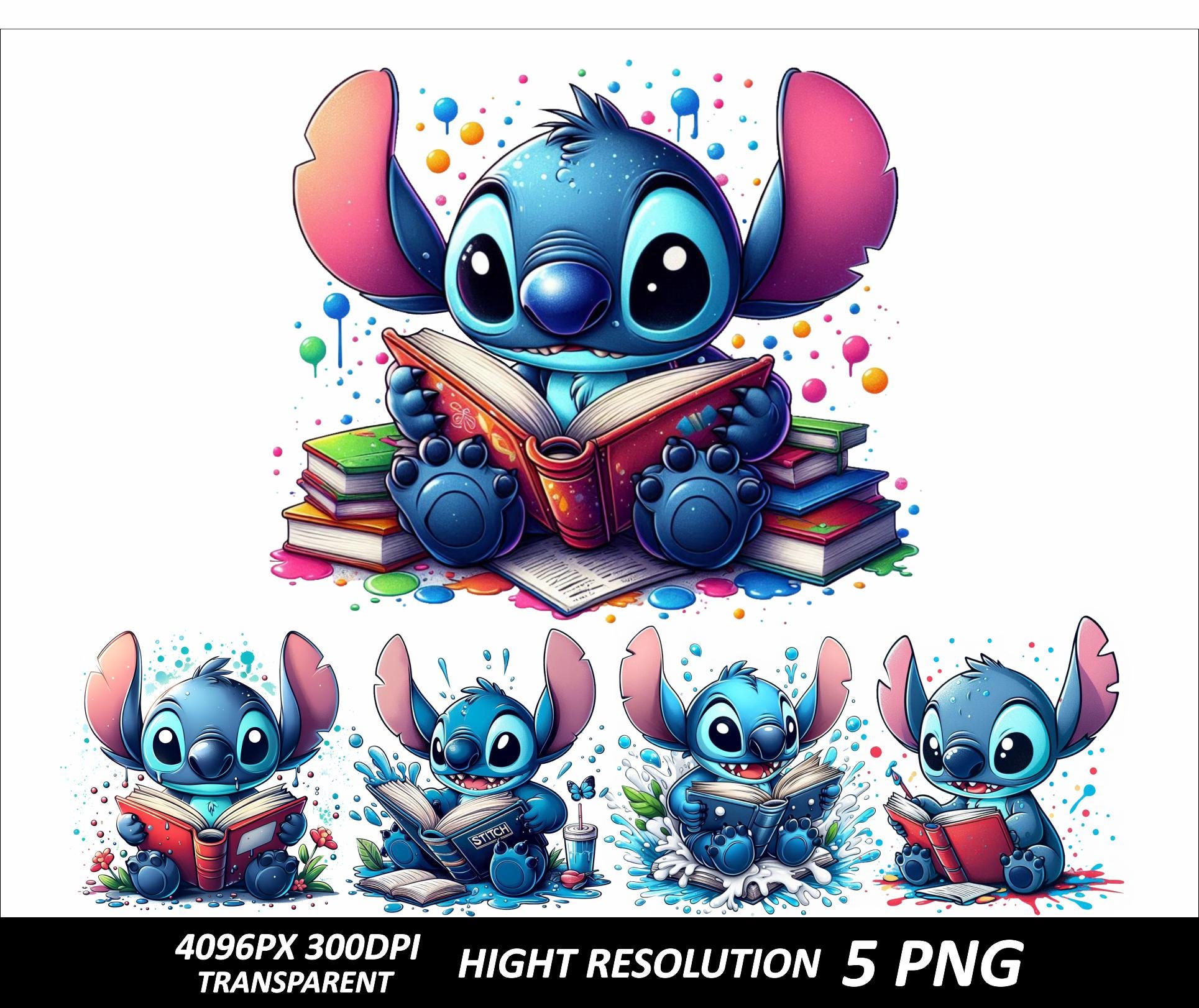 Stitch 5 Png Bundle Stitch Reading A Book Design Stitch Png High 