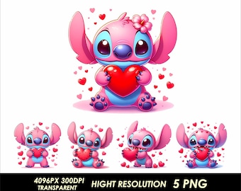 5 PNG Girl Stitch Design Angel Watercolor Pink Stitch Png High Quality Sublimation Digital Download Stitch Angel Png Pink Stitch Clipart
