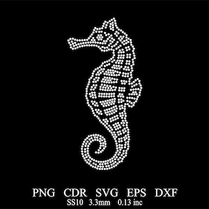 Rhinestone Seahorse Template Rhinestone Seahorse Design Svg Png Dxf File Rhinestone Seahorse SS10 Template Rhinestone Design