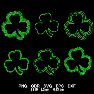 Plantilla de trébol de diamantes de imitación Diseño de trébol de 3 hojas de diamantes de imitación Archivo Svg PNG Plantilla de diamantes de imitación del Día de San Patricio Diamante de imitación Día de San Patricio SVG