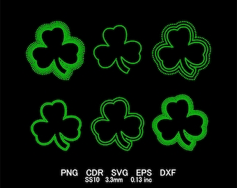 Rhinestone Clover Template Rhinestone 3 Leaf Clover Design Svg Png File St Patrick's day rhinestone template Rhinestone St Patrick's day svg