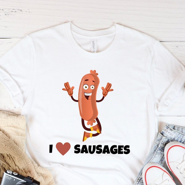 I Love Sausages T-Shirt, Unisex T-Shirt, Funny Sausages T-Shirt, Love Barbeque, Unisex Shirt, Who's Got The Jumbo Dog, MS0022