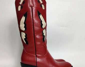 Red butterfly Boots, Womens cowgirl boots butterfly pattern western boots cowboy boots red cowgirl boots