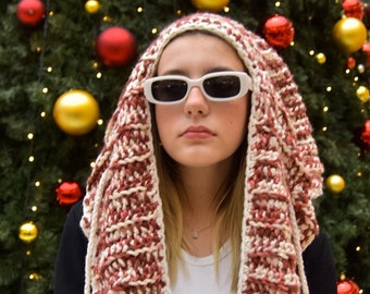 The Ultimate Gift: Red & White Pom Pom Cat Beanie Balaclava for Every Special Occasion