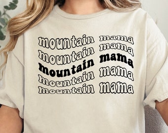 Camiseta retro con onda «Mountain Mama»: camiseta con eslogan vintage