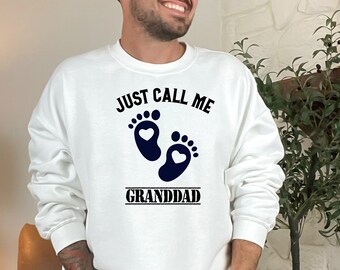Granddad Announcement Sweatshirt: Unisex Cotton-Blend Crewneck