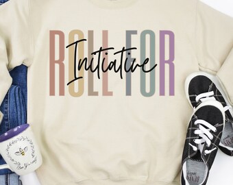 Sudadera Roll for Initiative: Top con eslogan retro de gamer