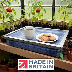 Made In The Mill Luxury "Border Tweed" Lap Tray with Cushioned Bean Bag Base
