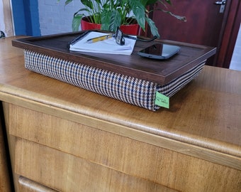 Luxury Dogtooth Lap Tray With Cushioned Bean Bag Base