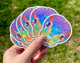 Rainbow Leopard Ball Python Sticker | Waterproof Vinyl, 90s Retro Art