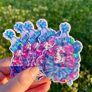 Adesivo de Palhaço Triste Fofo | Adesivo de Vinil Impermeável | Vaporwave Art | Papelaria Estética Retrô | Ideias de Presentes para Criativos