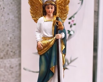 Archangel Raphael Figurine - Divine Messenger Resin Statue | Spiritual Tabletop Decor for Home & Church | Festive Christmas Ornament Gift