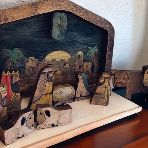 Ręcznie wykonany zestaw drewnianych puzzli z wizerunkiem Jezusa Narodzenia | Narodziny naszego Pana i Zbawiciela Jezusa Chrystusa | Figurka Narodzenia Pańskiego i gra logiczna | Niepowtarzalny wystrój