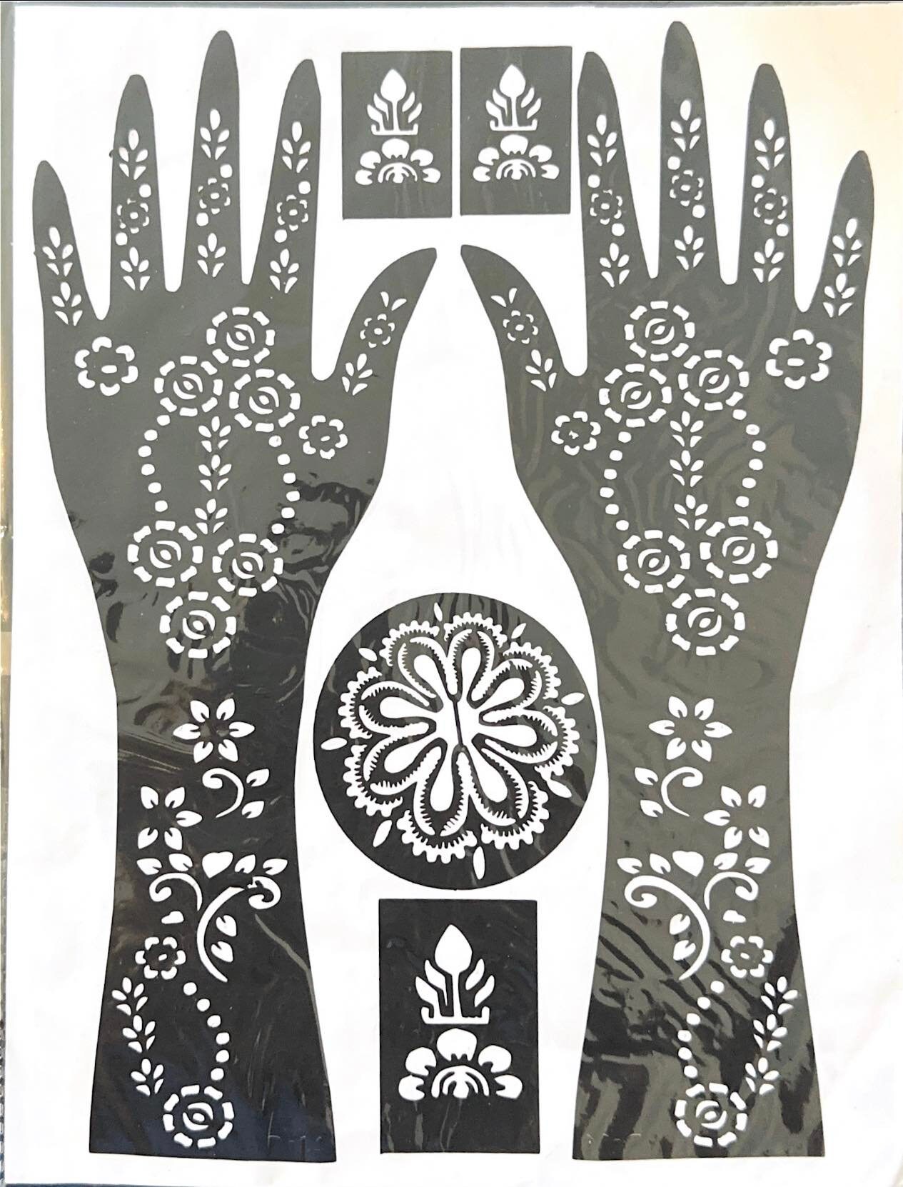 3 Sheets of Henna Template Hand Body Art Tattoo Stencils Reusable ...