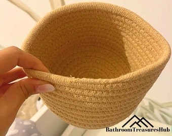 Cotton Storage Basket, Bathroom Storage, Woven Basket, Bathroom Hamper, Rope Hamper, Rope organizer, Cosmetic Organizer